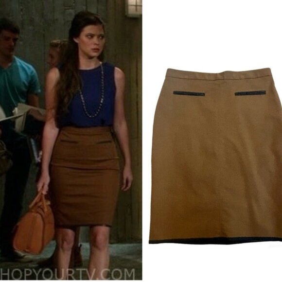 Club Monaco camel brown pencil skirt Sz 8 - Picture 1 of 11